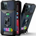 thumbnail image 1 of Dteck for iPhone 12 Pro Max Case with Camera Cover & Kickstand, Slide Lens Protection + 360 Rotate Ring Stand, Impact-Resistant, Shockproof, Protective Bumper, Navy, 1 of 6