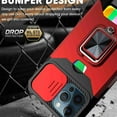 thumbnail image 1 of Dteck for iPhone 12 Pro Max Case with Camera Cover & Kickstand, Slide Lens Protection + 360 Rotate Ring Stand, Impact-Resistant, Shockproof, Protective Bumper, Red, 1 of 6