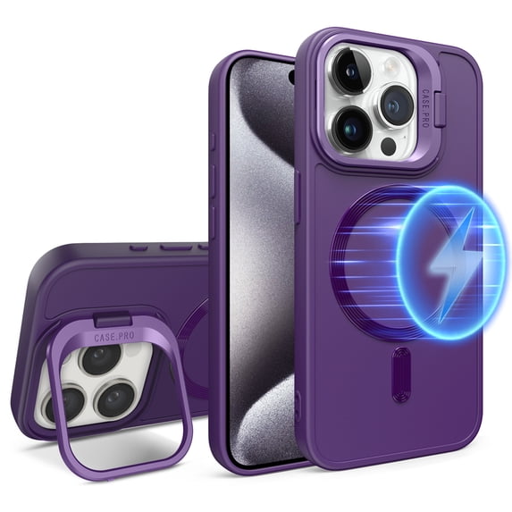 Dteck for iPhone 12 Pro Max Case, Compatible with MagSafe, Military-Grade Protection, Built-in Camera Ring Stand, Kickstand Magnetic Phone Case for iPhone 12 Pro Max,Purple