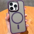 thumbnail image 1 of Dteck for iPhone 12 Pro Max Case with Integrated Camera Lens Ring Protection, Compatible with MagSafe, Military Grade Drop-Proof Shockproof Matte Translucent Protective Case,Purple, 1 of 6