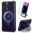 thumbnail image 1 of Dteck for iPhone 12 Pro Max Case with Magnetic Invisible Stand, Compatible with MagSafe, Glass Screen Protector + Camera Protector Shockproof Rugged Case Cover for iPhone 12 Pro Max,Purple, 1 of 9