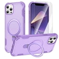thumbnail image 1 of Dteck for iPhone 12 Pro Max Case with Screen Protector, Compatible with MagSafe Shockproof Invisible Magnetic Ring Stand Military-Grade Heavy Duty Protection Phone Case, Purple, 1 of 7