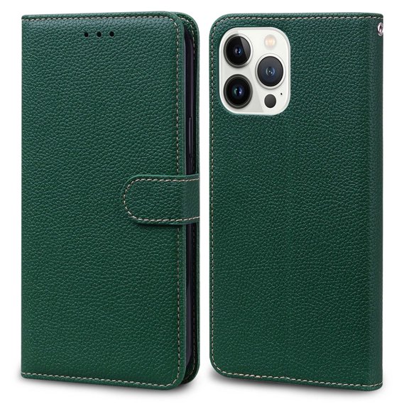 Dteck for iPhone 12 Pro Max with RFID Blocking Leather Wallet case Credit Card Holder, Flip Folio Book Phone case Shockproof Cover for Women for iPhone 12 Pro Max,Darkgreen
