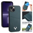 thumbnail image 1 of Dteck for iPhone 13 6.1 Inch Luxury Business Case with Card Slot, Top Layer Cowhide Leather Cover Anti-Fingerprint Scratch Resistant Shockproof Case Support Wireless Charging for iPhone 13,Green, 1 of 7