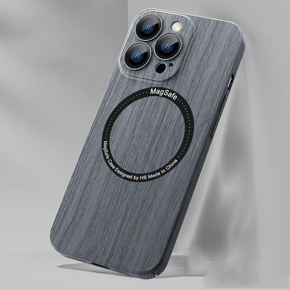 Dteck for iPhone 13 6.1 inch Magnetic Case,Shockproof MagSafe Anti-Scratch Lightweight Ultra Slim Wood Grain PC Protective Skin Cover.For iPhone 13,Ebony Wood Texture Image