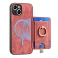 thumbnail image 1 of Dteck for iPhone 13 Case, 2 in 1 Magnetic Wallet with Phone Grip, Compatible with MagSafe, Detachable Premium PU Leather Magnetic Case with Card Slots Ring Holder,Pink, 1 of 9