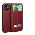 thumbnail image 1 of Dteck iPhone 13 Case (6.1 inch 2021 Release),Vintage PU Leather Surface Flip Kickstand [Perspective Window] Rugged Ant-drop PC Backplane Shpckproof Comprehensive Case For iPhone 13, Winered, 1 of 6