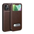 thumbnail image 1 of Dteck iPhone 13 Case (6.1 inch 2021 Release),Vintage PU Leather Surface Flip Kickstand [Perspective Window] Rugged Ant-drop PC Backplane Shpckproof Comprehensive Case For iPhone 13, Brown, 1 of 6