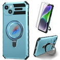 thumbnail image 1 of Dteck for iPhone 13 Case with Magnetic Invisible Stand, Compatible with MagSafe, Glass Screen Protector + Camera Protector Shockproof Rugged Case Cover for iPhone 13,Blue, 1 of 9