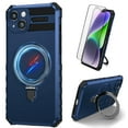 thumbnail image 1 of Dteck for iPhone 13 Case with Magnetic Invisible Stand, Compatible with MagSafe, Glass Screen Protector + Camera Protector Shockproof Rugged Case Cover for iPhone 13,Royal Blue, 1 of 9