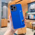 thumbnail image 1 of Dteck for iPhone 13 Case with Strap Luxury Love Heart Plating Gold Bumper Phone Cover Wristband Kickstand Full Body Protective Slim Case For iPhone 13,Darkblue, 1 of 5