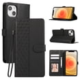 thumbnail image 1 of Dteck for iPhone 13 Flip Wallet Case,Magnetic Leather Card Slots Pattern Case Shockproof TPU Kickstand Full Body Protection Cover with Wrist Strap for iPhone 13,Black, 1 of 9