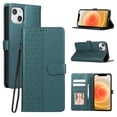 thumbnail image 1 of Dteck for iPhone 13 Flip Wallet Case,Magnetic Leather Card Slots Pattern Case Shockproof TPU Kickstand Full Body Protection Cover with Wrist Strap for iPhone 13,Green, 1 of 9