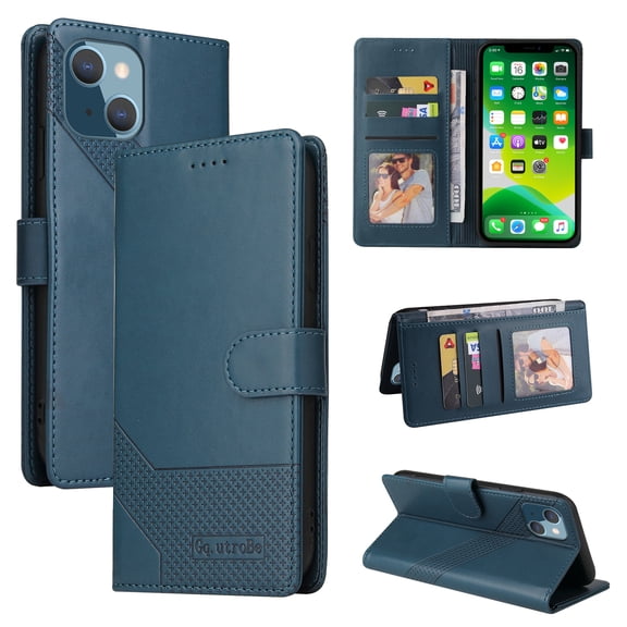 Dteck for iPhone 13 Mini Case, PU Leather Flip Wallet Case with 3 Cart Slots and Kickstand Shockproof Protective Case for iPhone 13 Mini 5.4 inch 2021 Ladies Girls Women Boys Men, Blue