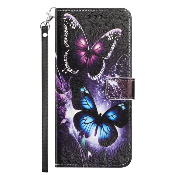 Dteck for iPhone 13 Mini Case Wallet with Card Holder Slots, Wrist Strap, TPU Interior Protective, Stand PU Leather Folio Flip Cases Cover for iPhone 13 Mini,Butterfly