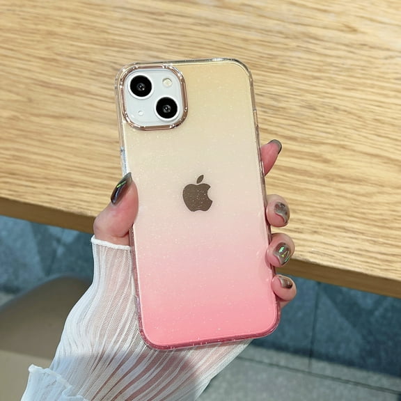 Dteck for iPhone 13 Pro 6.1 Inch Glitter Gradient Clear Case, Two Colors Gradient Electroplating Raised Lip Frame Scratch Resistant Shockproof Cover Case for iPhone 13 Pro, Orange Yellow