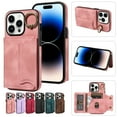 thumbnail image 1 of Dteck for iPhone 13 Pro Case with Card Holder, Retro PU Leather Wallet Case with Rotating Ring Kickstand, Slim Back Protective Cover Case for iPhone 13 Pro,Pink, 1 of 7