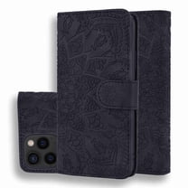 Dteck iPhone 13 Pro Case, Folio Case Embossed PU Leather Magnetic Pocket Credit Card Holder Wallet Phone Case with Wrist Strap for Apple iPhone 13 Pro 6.1 inch, Black