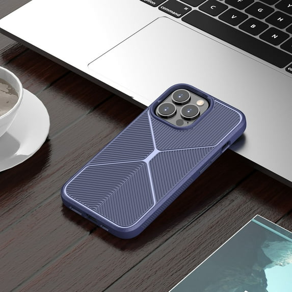 Dteck iPhone 13 Pro Case Shock-Absorption Flexible TPU Bumper Cove Soft Rubber Protect Mechanical Visual Deep texture Case for iPhone 13 Pro,Darkblue