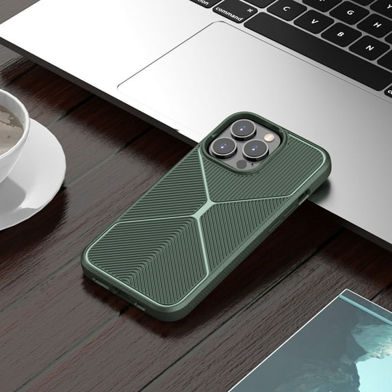 Dteck iPhone 13 Pro Case Shock-Absorption Flexible TPU Bumper Cove Soft Rubber Protect Mechanical Visual Deep texture Case for iPhone 13 Pro,Armygreen