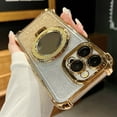 thumbnail image 1 of Dteck for iPhone 13 Pro Magnetic Kickstand Glitter Case, Four Corners Shockproof Luxury Bling Glitter Paper 2 in 1 for Women Girls Plating Ring Stand Cover, Gold, 1 of 7