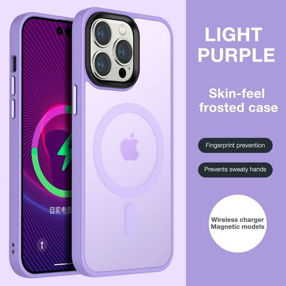 Dteck for iPhone 13 Pro Max 6.7" 2021 Frosted Magnetic Case, Lightweight TPU Bumpers Case with Wireless Charging Shockproof Protective Case for 13 Pro Max Women Men, Lightpurple