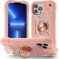 thumbnail image 1 of Dteck for iPhone 13 Pro Max Case 6.7 Inch with Ring Stand, Heavy-Duty Military Grade Shockproof Phone Cover with Magnetic Car Mount for iPhone 13 Pro Max,Rosegold, 1 of 5