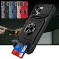 thumbnail image 1 of Dteck for iPhone 13 Pro Max Case with Card Holder (2 Cards) & Kickstand Ring Holder, Military Grade Drop Protection Rugged Hard Phone Case for iPhone 13 Pro Max, Working with Magnetic Car Mount,Black, 1 of 7