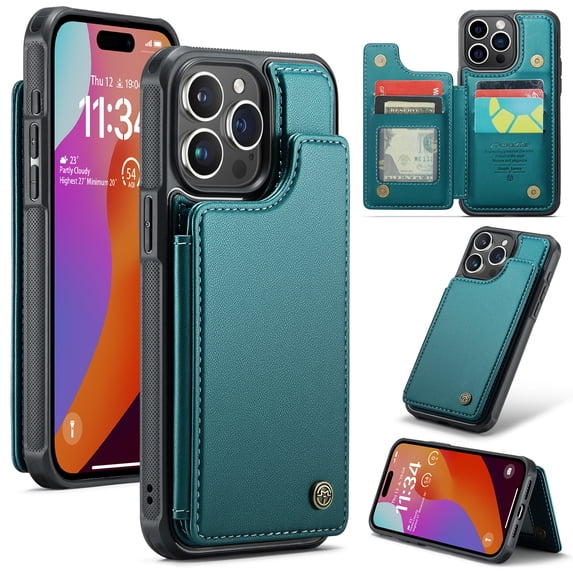 Dteck for iPhone 13 Pro Max Case with Card Holder, Magnetic Durable Leather Wallet Case for Women Men with RFID Blocking Kickstand Shockproof Cover for iPhone 13 Pro Max,Blue
