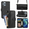 thumbnail image 1 of Dteck for iPhone 13 Pro Max Case with Card Holder,Zipper Sleek Leather Phone Case with Wallet&Shoulder Strap Flip Magnetic Kickstand Case for iPhone 13 Pro Max, Black, 1 of 8