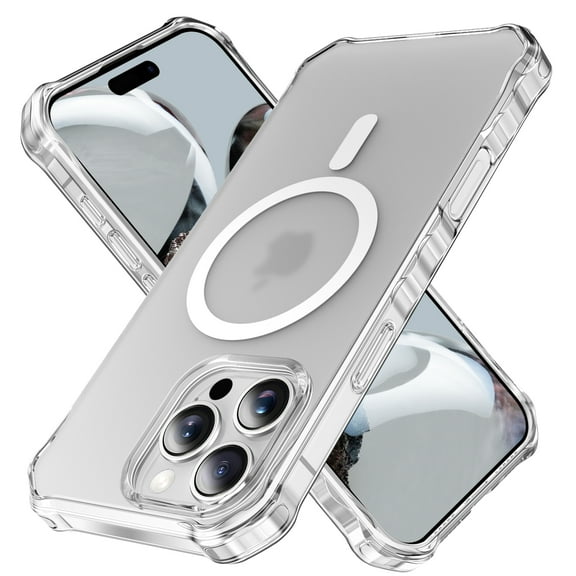 Dteck for iPhone 13 Pro Max Case,Compatible with MagSafe,Shockproof Military-Grade Protection,Air-Guard Corners,Anti-Yellowing Frosted Magnetic Phone Case for iPhone 13 Pro Max, Translucent