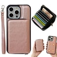 thumbnail image 1 of Dteck for iPhone 13 Pro Max Case Detachable Wallet Case with 11-Card Holder, 2 in 1 PU Leather Zipper Purse with Wristlet for Women Men, Durable Shockproof Phone Cover for iPhone 13 Pro Max,Rosegold, 1 of 6