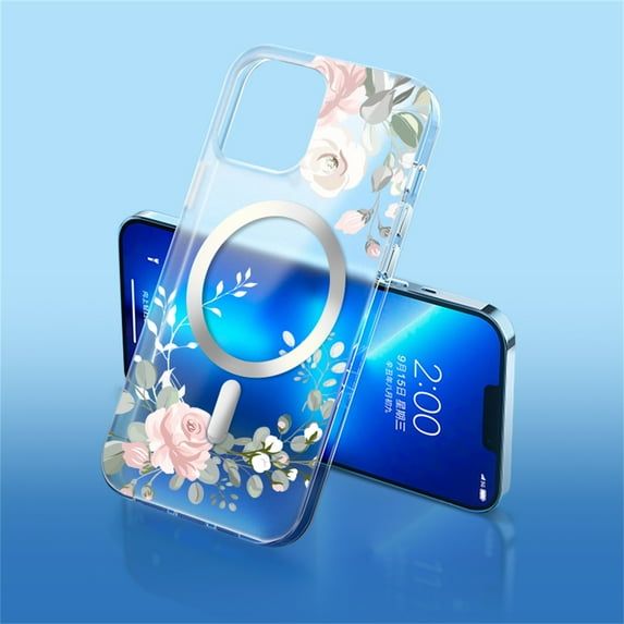 Dteck for iPhone 13 Pro Max Case, Magnetic Cover Compatible with MagSafe Accessories & Charging Matte Clear Shockproof Protective Thin Case for Apple iPhone 13 Pro Max 6.7" 2021, Pink Rose