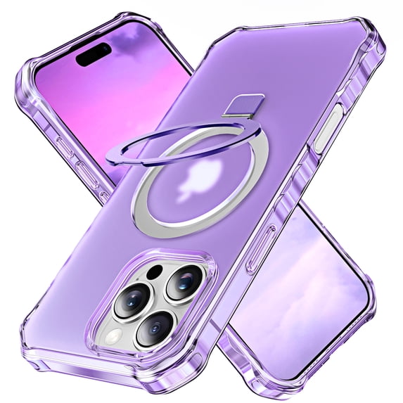 Dteck for iPhone 13 Pro Max Case with Rotating Magnetic Stand, Compatible with MagSafe, Military-Grade Drop Protection Frosted Translucent Phone Cover for iPhone 13 Pro Max,Purple