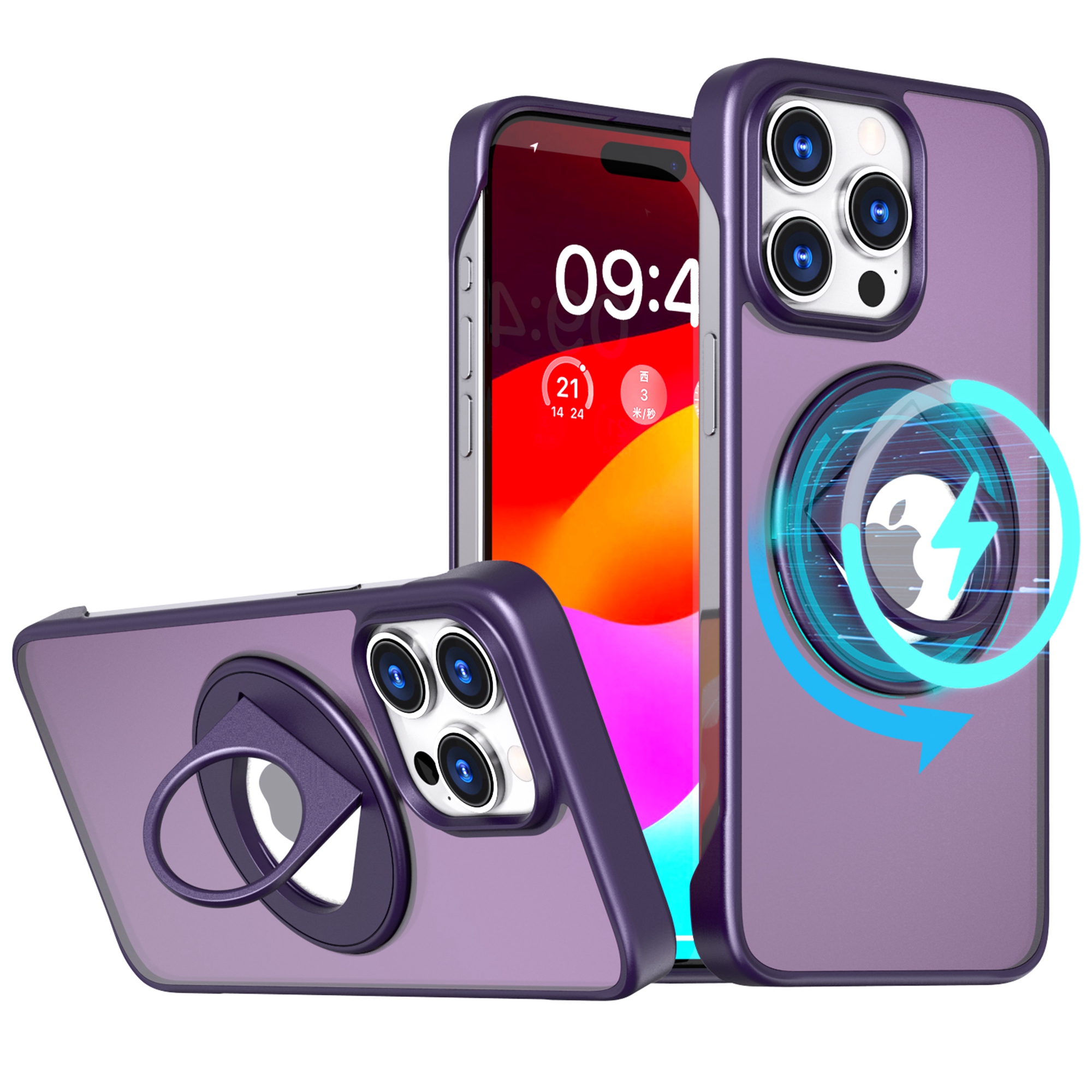 Dteck for iPhone 13 Pro Max Mag Safe Case Frameless with Ring Stand