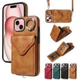 thumbnail image 1 of Dteck for iPhone 13 Wallet Case with Card Holder, Durable PU Leather Protective Magnetic Closure Flip Cover with Crossbody Adjustable Strap 360° Kickstand for Women Men,Brown, 1 of 10