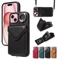 thumbnail image 1 of Dteck for iPhone 13 Wallet Case with Card Holder, Durable PU Leather Protective Magnetic Closure Flip Cover with Crossbody Adjustable Strap 360° Kickstand for Women Men,Black, 1 of 10