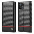 thumbnail image 1 of Dteck for iPhone 13 Wallet Case, Magnetic PU Leather Stand Flip Cover with Carbon Fiber Texture Shockproof Card Slot TPU Interior Folio Case for iPhone 13 6.1-inch 2021, #2 Black, 1 of 6