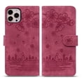 thumbnail image 1 of Dteck iPhone 13  case, Flower cat Embossed Wallet Card Cash Slots 
 lovely style PU Premium Leather Magnetic Flip Kickstand Shockproof Ultra-Slim Cover for iPhone 13 6.1 inch,Red, 1 of 6