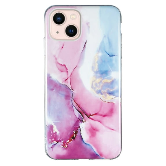 Dteck for iPhone 13 mini 5.4 inch Case,Marble Texture Design Shockproof Flexible Soft TPU Lightweight Slim Cover Skin Anti Scratch IMD Phone Case,Pink Marble