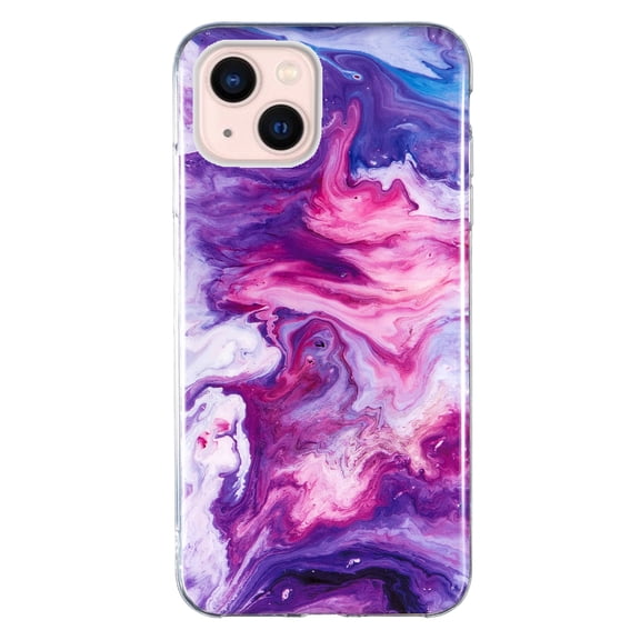 Dteck for iPhone 13 mini 5.4 inch Case,Marble Texture Design Shockproof Flexible Soft TPU Lightweight Slim Cover Skin Anti Scratch IMD Phone Case,Purple Marble