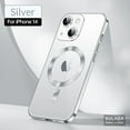 thumbnail image 1 of Dteck for iPhone 14 6.1 Inch Strong MagSafe Magnetic Clear Case, HD Glass Lens Film Protection Wireless Charging Airbag Protection Shockproof Anti-drop Not-Yellowing Slim Case for iPhone 14,Silver, 1 of 9