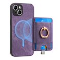 thumbnail image 1 of Dteck for iPhone 14 Case, 2 in 1 Magnetic Wallet with Phone Grip, Compatible with MagSafe, Detachable Premium PU Leather Magnetic Case with Card Slots Ring Holder,Purple, 1 of 9
