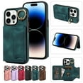 thumbnail image 1 of Dteck for iPhone 14 Case with Card Holder, Retro PU Leather Wallet Case with Rotating Ring Kickstand, Slim Back Protective Cover Case for iPhone 14,Green, 1 of 7