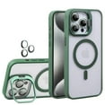 thumbnail image 1 of Dteck for iPhone 14 Case, Compatible with MagSafe ,Built-in Camera Ring Stand,with Individual Camera Cover, Translucent Matte PC + TPU Military-Grade Drop Protection Magnetic Case,Darkgreen, 1 of 9