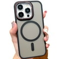 thumbnail image 1 of Dteck for iPhone 14 Case with Integrated Camera Lens Ring Protection, Compatible with MagSafe, Military Grade Drop-Proof Shockproof Matte Translucent Protective Case for iPhone 14,Black, 1 of 6