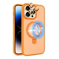 thumbnail image 1 of Dteck for iPhone 14 Case with Magnetic Invisible Stand & Metal Glass Camera Lens Protector, Compatible with MagSafe, Military Drop Protection Shockproof Translucent Matte Cover Ring Holder,Orange, 1 of 8