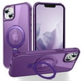 thumbnail image 1 of Dteck for iPhone 14 Case with Magnetic Invisible Stand, Military Grade Drop Protection, Compatible with MagSafe, Shockproof Translucent Matte Protective Cover with Ring Holder for Women Men,Purple, 1 of 7