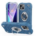thumbnail image 1 of Dteck for iPhone 14 Case with Screen Protector (2 Packs), Military Grade Drop Protection Shockproof Protective Phone Case with Rotating Ring Stand for iPhone 14,Blue+White, 1 of 6