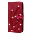 thumbnail image 1 of Dteck for iPhone 14 Case Wallet with Credit Card Slots Sparkle Diamond Rhinestone Butterfly Cute for Girls PU Leather Magnetic Closure Folio Flip Phone Cover for iPhone 14,Red, 1 of 5